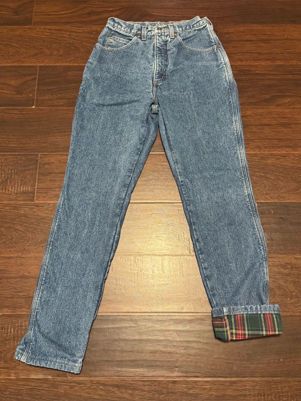 Women’s 6 Flannel Lined Blue Jeans Straight Leg Denim